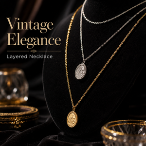 Collier Femme Tendance Vintage Bohème Multi-Couches avec Pièces de Monnaie en Acier Inoxydable 316L Plaqué Or 18K Réglable pour Rendez-vous et Déclaration de Style - Product Image 2