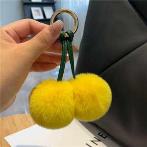 Porte-clés boule en fausse fourrure <span class=keywords><strong>de</strong></span> lapin, pompon en peluche, jouet en peluche, nouveau style - Product Image 6