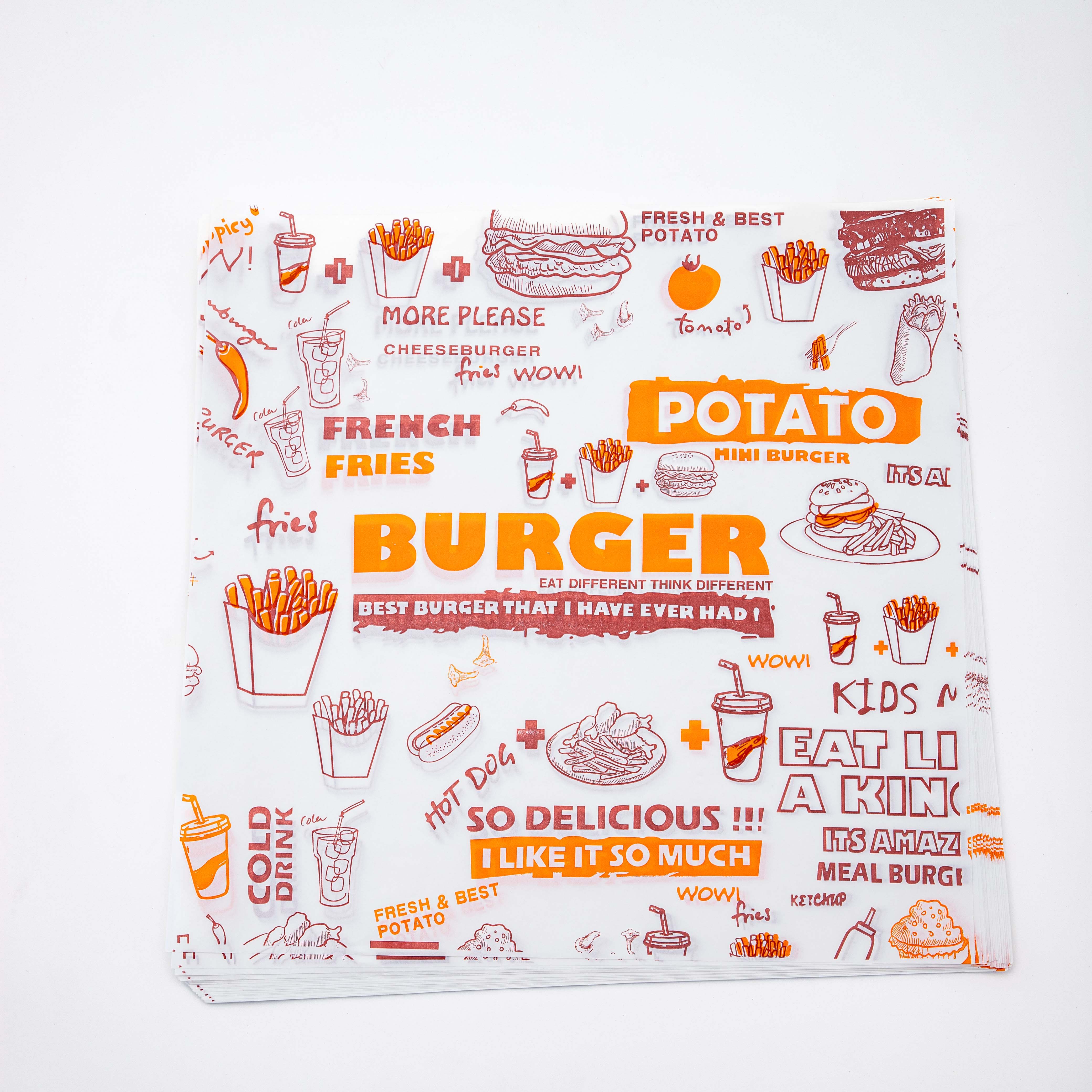 Customizable Burger Wrap Food Grade Hamburger Wrapping Paper With PE Coating Double Side Use For Bread & Cookie Custom Size