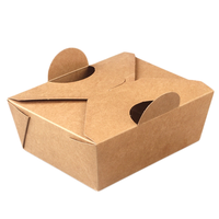 Boîtes à emporter en papier kraft brun biodégradable, contenants alimentaires jetables avec poignée pour restaurant, traiteur, livraison