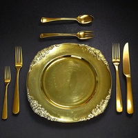 Assiettes de Présentation en Gros 13 Pouces, Style Victorien Antique, en Plastique de Luxe, Bord Gaufré Baroque Moderne, pour Dîner, Service et Événements