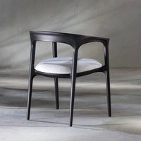 Fauteuil de salle à manger BST moderne en bois foncé avec dossier courbé monobloc et assise rembourrée beige pour hôtel
