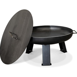 Foyer à bois en acier noir diamètre 70 <span class=keywords><strong>cm</strong></span> pour bol à feu de jardin avec couvercle supérieur - Product Image 2