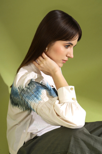 Hot Sell 2026 <b>White</b> Printed <b>Tops</b> Long <b>Puff</b> <b>Sleeve</b> Tie Neck Casual Fashion <b>Top</b> for Office and Daily Women Wear <b>Top</b> - Product Image 6
