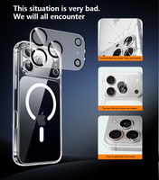 Coque de téléphone de luxe 3-en-1 avec protection d'écran en verre trempé et film protecteur d'objectif d'appareil photo pour iPhone 17 16 15 14 13 12 Pro Max