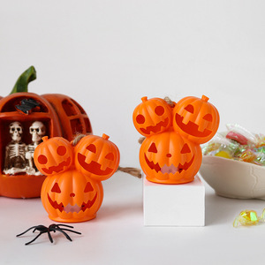 Lámpara LED de Calabaza de Tres Cabezas para Halloween, Adorno de Mesa con Cara Espeluznante para Decoración Interior y Exterior de Halloween - Product Image 4