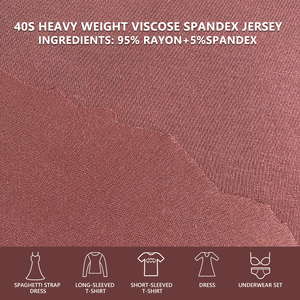 Tissu jersey simple en viscose et élasthanne 40S, poids lourd, largeur 172 cm, 220 g/m², tricot extensible pour sous-vêtements, culottes, t-shirts, gilets - Product Image 4