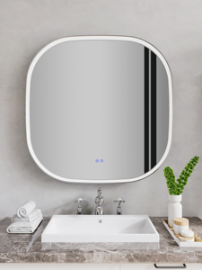Bathroom <b>Vanity</b> Mirror Rounded-Corner Soft-Square Shape Scandinavian Design Fogless Dimmable LED Backlighting Touch Controls - Product Image 3