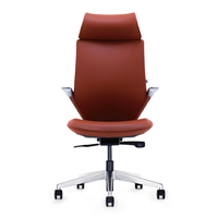 Chaise de bureau de direction moderne de luxe, pivotante, élégante, avec accoudoirs fixes, en cuir et maille, design ergonomique et confortable