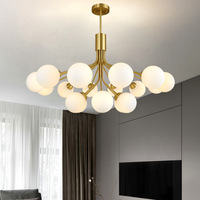Nordique salon boule plafond pendentif lumière salle à manger chambre G9 boule ronde lustre en verre blanc