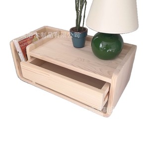 Solid Wood <b>Wall</b> Mounted Shelf With Drawer Rectangle <b>Hanging</b> <b>Storage</b> Bookshelf For Bedroom Or Living Room - Product Image 2