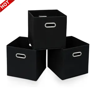 High Quality Collapsible 13x13x13inch cloth non woven cube bins foldable fabric storage box