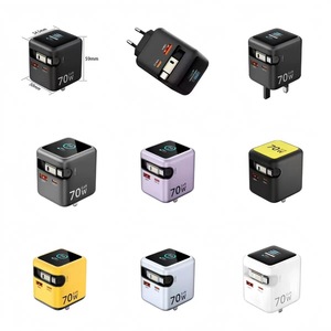 70W TFT Display Retractable Gan Charger <strong>Adapter</strong> <strong>USB</strong> Type <strong>C</strong> PD3.0 2C1A US Foldable EU AU UK <strong>Plug</strong> TFT Display Wall Fast Charger - Product Image 5