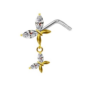 YW Stainless Steel <strong>Nose</strong> Ring L Bend <strong>Cute</strong> Cat <strong>Nose</strong> Stud Ring 20G <strong>Nose</strong> <strong>Piercing</strong> Body Jewelry - Product Image 2