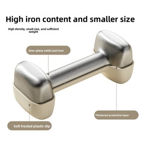 Square Cast Iron <b>Dumbbell</b> Set for Women's Home Fitness-Comfortable Handle & Rubber Coated Arm Muscle Training Equipment - Product Image 2
