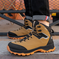 Bottes de sécurité de travail imperméables en microfibre à prix d'usine, bottes de travail à tige moyenne résistantes à l'usure et anti-perforation avec embout en acier pour hommes
