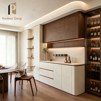 Meubles de cuisine modernes en placage de bois couleur cerisier naturel pour projets de maisons jumelées