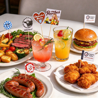 Drapeau alimentaire personnalisé en cure-dent, restaurant, bar, cocktail, hamburger, sandwich, gâteau, mini drapeau en cure-dent de 6,5 cm pour la décoration alimentaire