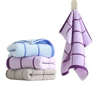 Lot de 3 serviettes de toilette 100% coton biologique, super absorbantes, douces, à motif quadrillé, sans formaldéhyde, serviettes de bain multi-usages