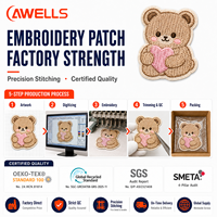 Patch brodé personnalisé AWELLS, adorable ourson en peluche, badge animalier Kawaii cousu pour vêtements d'enfants et sacs DIY