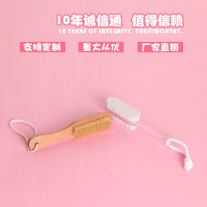 Cepillo de baño con cerdas y piedra pómez, mango largo, herramienta exfoliante para ducha y masaje, 16x3x3,5 cm - Product Image 5