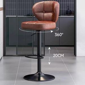 Tabourets <span class=keywords><strong>de</strong></span> <span class=keywords><strong>bar</strong></span> <span class=keywords><strong>de</strong></span> cuisine en cuir <span class=keywords><strong>de</strong></span> luxe moderne, banc haut réglable avec dossier pivotant, stable pour la maison, l'hôtel ou le salon - Product Image 4