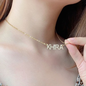 OEM luxe personnalisé titane acier mode nom personnalisé collier diamants nom bijoux colliers - Product Image 6