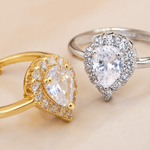 Anello aperto a forma di goccia d'acqua, gioiello da donna dal design classico per l'uso quotidiano - Product Image 5