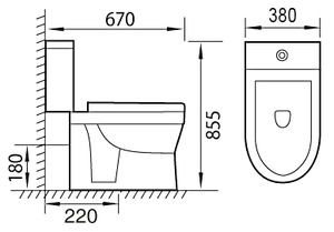 ORTONBATH Tazón alto para discapacitados S Trap Dual Flush P Trap Inodoro de dos piezas Wc Armario de agua COMODIDAD ALTURA Inodoro <span class=keywords><strong>Asiento</strong></span> de cierre suave - Product Image 3