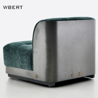 WBERT Canapé simple VIP italien moderne-Velours vert mousse associé à un fauteuil de salon de luxe en acier inoxydable