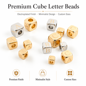 Colgante de cubo con cuentas de metal con orificio grande, adecuado para pulseras, collares, accesorios para bolsos y joyería DIY. - Product Image 1