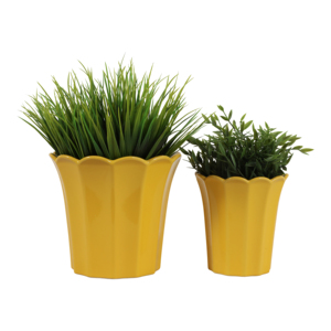 Vasi in Ceramica con Bordo Ondulato e Drenaggio per Piante da Interno ed Esterno - Product Image 2