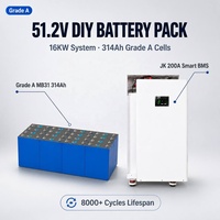 Paquete de Baterías DIY Vertical de 51.2V 280Ah 314Ah 16KWh con Celdas Prismáticas LiFePO4 para Almacenamiento Solar Doméstico con BMS Inteligente