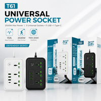Multiprise universelle à quatre prises avec ports USB Type-C PD, personnalisable, pour salle de pause, tour de prises