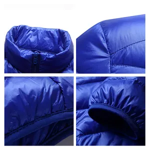 Down Puffer Jacket Waterproof Down Jacket Jacket Down Filling OEM Pattern Unisex Blue Color Warmth
