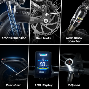 จักรยานไฟฟ้าพับได้ขนาด 20 นิ้ว ยางอ้วน 4.0 นิ้ว จักรยานไฟฟ้าพร้อมส่งใน EU จักรยานสำหรับขี่บนหิมะ - Product Image 5