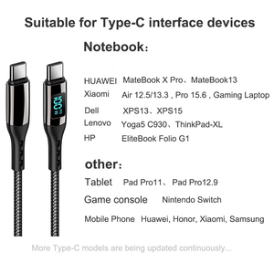 Cable de carga rápida para pantalla LED, cable USB tipo C a USB C PD100W 27W 5A para Macbook, IPad, Lenovo, portátil, Xiaomi, Samsung y Huawei - Product Image 5