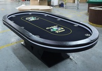 Luckyh — Table de Poker en bois massif avec éclairage LED, 260CM, Table professionnelle de Texas, Poker, jambes en forme de V