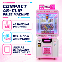 Máquina expendedora de premios de peluches interactiva, operada con monedas, automática, para interiores de centros comerciales, con luz LED moderna y profesional.