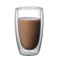 Vente en gros d'usine, tasse à café en verre borosilicate à double paroi, plusieurs capacités, tasse à eau transparente