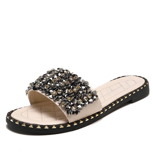 Chaussons plats pour femmes avec strass, de créateur, pour l'extérieur - Product Image 2