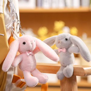 Cute <b>Easter</b> Cartoon Long Ear Bunny Rabbit Eco-friendly PP Cotton Soft Plush Pendant Pink Bow Keychains Stuffed Dolls Kids Party - Product Image 1