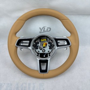 Volante Plano de Cuero Genuino a <span class=keywords><strong>Precio</strong></span> de Fábrica YLD para <span class=keywords><strong>Porsche</strong></span> Macan, Panamera, Cayenne, 911, 718, 991, Volante Personalizado - Product Image 5