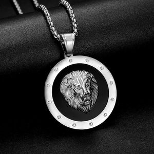 Collar con Colgante de Cabeza de León Estilo Hip Hop, Acero Inoxidable, Chapado en Oro y Plata, con Pedrería, Diseño Animal, Joyería para Regalo - Product Image 3