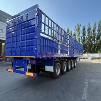 Semi-remorque en acier HYT 60T à 3 essieux avec suspension robuste pour le transport de bétail, remorque à parois latérales pour animaux