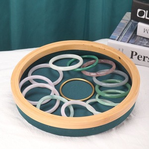 Petite boîte à <span class=keywords><strong>bijoux</strong></span> ronde en velours de bambou de 25cm et organisateur de stockage domestique - Product Image 5