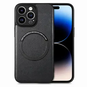 Capa magnética para celular compatível com PU Couro revestido PC + TPU, produtos dropshipping 2023 para o iPhone 15 Plus Pro Max