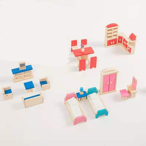 Mini poupées en bois de simulation pour enfants ensemble canapés armoires petits meubles pour jouer à la maison jouets éducatifs parent-enfant - Product Image 3