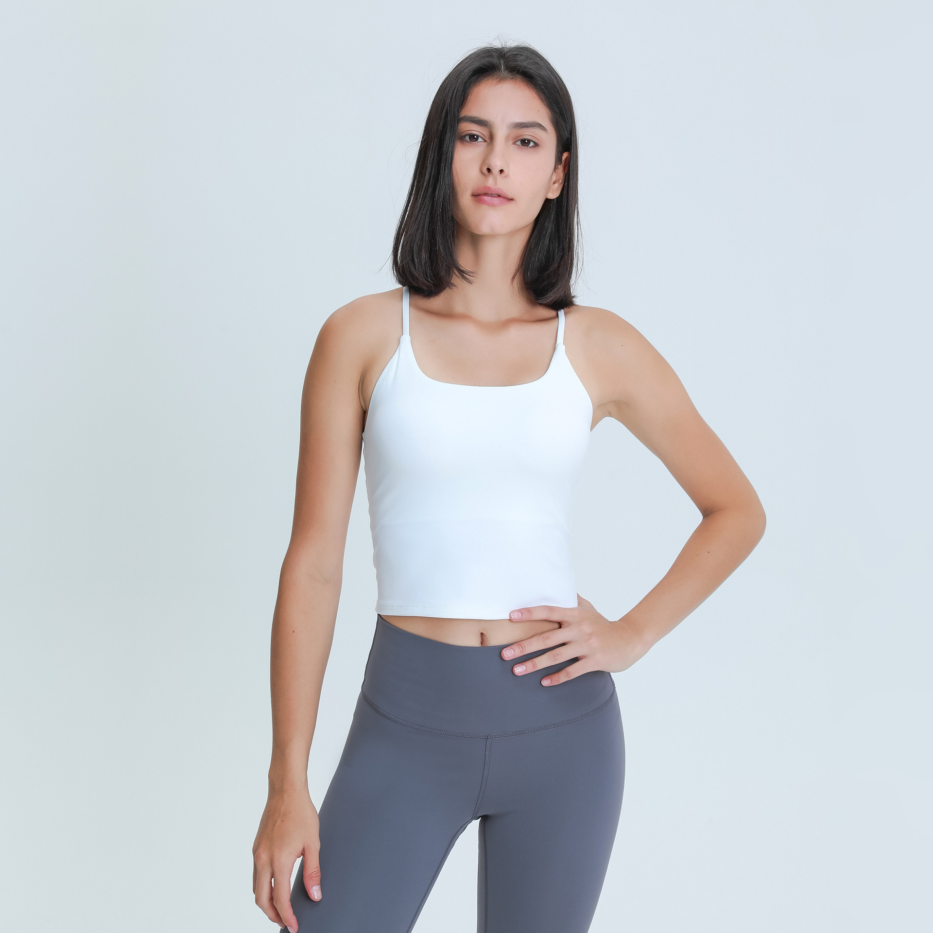 Hot Selling Fitness Race Back Tank Tops Gym Yoga Crop Tops With Padded Workout Vest for Women