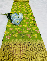 NI.AI Tissu en dentelle de coton brodé avec des fleurs en 3D, couleur rose, vente chaude, tissu en dentelle voile pour robe de mariée LY7426
